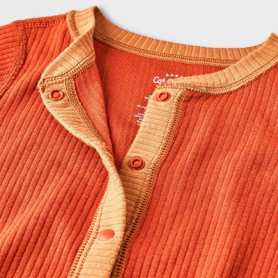 Baby Ribbed Snap Adaptive Romper - Cat & Jack™ Orange 4 Baby Ribbed Snap Adaptive Romper - Cat & Jack™ Orange - Image 2