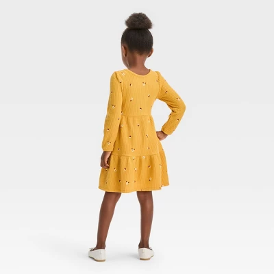 Toddler Girls' Floral Cozy Dress - Cat & Jack™ Yellow 3 Toddler Girls' Floral Cozy Dress - Cat & Jack™ Yellow