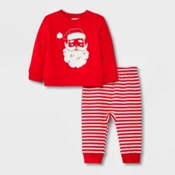 Baby 2pc Santa Fleece Graphic Top & Bottom Set - Cat & Jack™ Red -Kid Clothing GUEST e5d1cab1 2831 4fa4 9cb7 b6d5e6f9631e