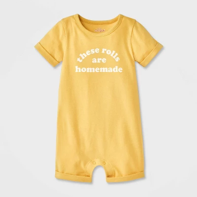 Baby These Rolls Are Homemade Short Sleeve Romper - Cat & Jack™ Yellow 6 Baby These Rolls Are Homemade Short Sleeve Romper - Cat & Jack™ Yellow - Image 4