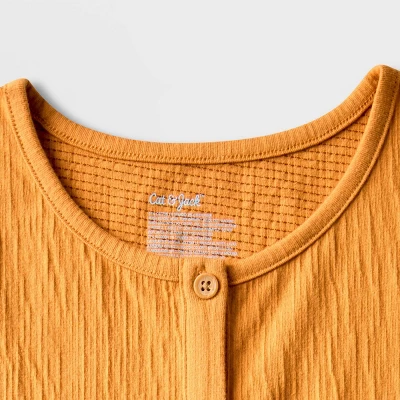 Girls' Adaptive Short Sleeve Knit Dress - Cat & Jack™ Dark Mustard Yellow 4 Girls' Adaptive Short Sleeve Knit Dress - Cat & Jack™ Dark Mustard Yellow - Image 2