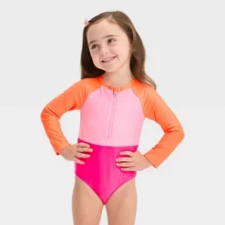 Toddler Girls' Long Sleeve Colorblock One Piece Swimsuit - Cat & Jack™ 9 Toddler Girls' Long Sleeve Colorblock One Piece Swimsuit - Cat & Jack™ -Kid Clothing GUEST e7cdd4c9 4a56 4807 95be 077950943c23
