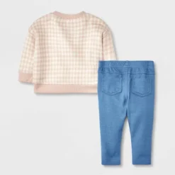 Baby Faux Gingham Sweater & Bottom Set - Cat & Jack™ Light Brown