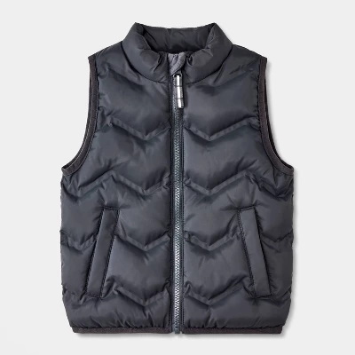 Toddler Solid Quilted Puffer Vest - Cat & Jack™ Charcoal Black 6 Toddler Solid Quilted Puffer Vest - Cat & Jack™ Charcoal Black - Image 4