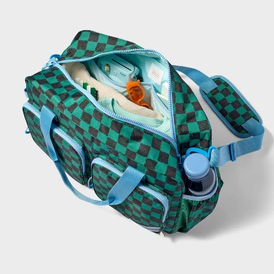Kids' Weekender Duffel Bag Green Checkered - Cat & Jack™️ 3 Kids' Weekender Duffel Bag Green Checkered - Cat & Jack™️