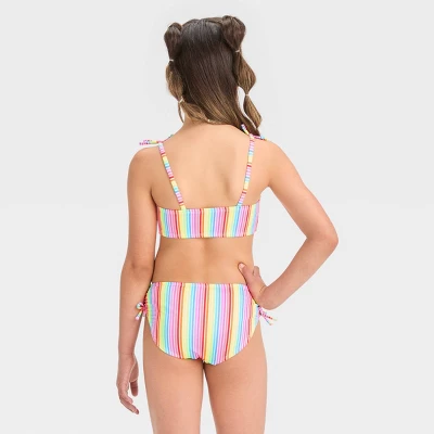 Girls' Rainbow Striped Bikini Set - Cat & Jack™ 4 Girls' Rainbow Striped Bikini Set - Cat & Jack™ - Image 2