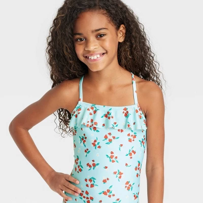 Girls' Sweet Strawberries One Piece Swimsuit - Cat & Jack™ 3 Girls' Sweet Strawberries One Piece Swimsuit - Cat & Jack™