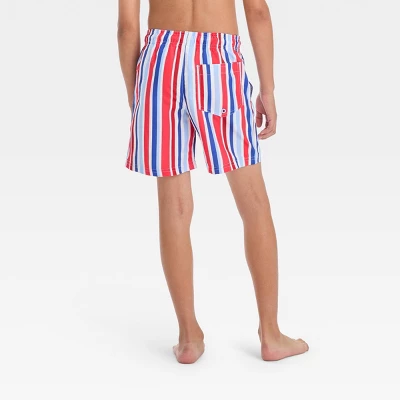 Boys' Multi Striped Swim Shorts - Cat & Jack™ Blue 4 Boys' Multi Striped Swim Shorts - Cat & Jack™ Blue - Image 2