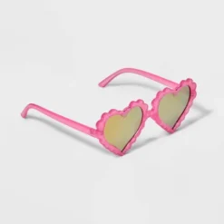 Girls' Scalloped Heart Sunglasses - Cat & Jack™ Pink: UV Protection, Ages 3-10, Recycled Frame