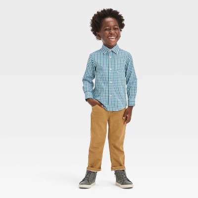 Toddler Boys' Long Sleeve 'Button-Up' Shirt - Cat & Jack™ Dark Green 4 Toddler Boys' Long Sleeve 'Button-Up' Shirt - Cat & Jack™ Dark Green - Image 2