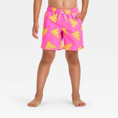 Boys' Pizza Printed Swim Shorts - Cat & Jack™ Pink/Yellow 5 Boys' Pizza Printed Swim Shorts - Cat & Jack™ Pink/Yellow - Image 3