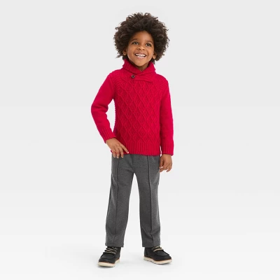 Toddler Boys' Shawl Collar Sweater - Cat & Jack™ Red 4 Toddler Boys' Shawl Collar Sweater - Cat & Jack™ Red - Image 2