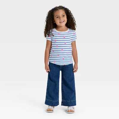 Toddler Girls' Pleated Denim Pants - Cat & Jack™ Dark Wash 4 Toddler Girls' Pleated Denim Pants - Cat & Jack™ Dark Wash - Image 2