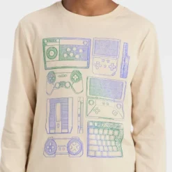 Boys' Long Sleeve Vintage Gaming Graphic T-Shirt - Cat & Jack™ Khaki
