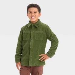 Boys' Long Sleeve Corduroy Shacket - Cat & Jack™ Olive Green -Kid Clothing GUEST f37e600e 824f 499a 9ced d8c47566489f