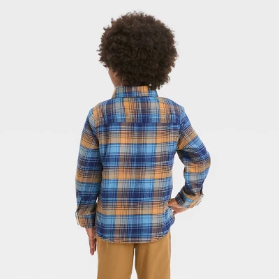 Toddler Boys' Faux Shearling Button-Up Shacket - Cat & Jack™ Navy Blue 3 Toddler Boys' Faux Shearling Button-Up Shacket - Cat & Jack™ Navy Blue