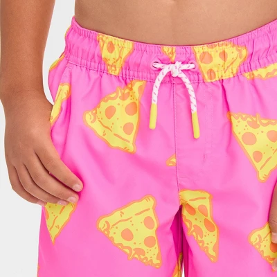 Boys' Pizza Printed Swim Shorts - Cat & Jack™ Pink/Yellow 3 Boys' Pizza Printed Swim Shorts - Cat & Jack™ Pink/Yellow