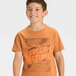 Boys' Short Sleeve Explore Nature Graphic T-Shirt - Cat & Jack™ Brown