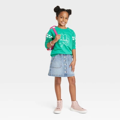 Girls' Button-Front Jeans Skirt - Cat & Jack™ 4 Girls' Button-Front Jeans Skirt - Cat & Jack™ - Image 2