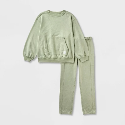 Boys' Adaptive French Terry Top & Bottom Set - Cat & Jack™ Olive Green 6 Boys' Adaptive French Terry Top & Bottom Set - Cat & Jack™ Olive Green - Image 4