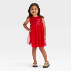 Toddler Girls' Sequin Dress - Cat & Jack™ Red 7 Toddler Girls' Sequin Dress - Cat & Jack™ Red -Kid Clothing GUEST f90ee142 e611 46a8 9820 7d0f2f94520a