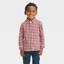 Toddler Boys' Long Sleeve Reversible Flannel Shirt - Cat & Jack™ Burgundy -Kid Clothing GUEST f9f55d5c 1dcc 4035 84c9 79b2e82b4120