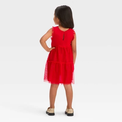 Toddler Girls' Sequin Dress - Cat & Jack™ Red 3 Toddler Girls' Sequin Dress - Cat & Jack™ Red