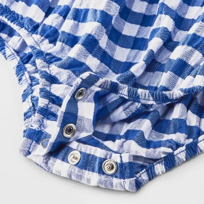 Baby Girls' Gingham Romper - Cat & Jack™ Blue 5 Baby Girls' Gingham Romper - Cat & Jack™ Blue - Image 3