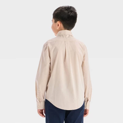 Boys' Long Sleeve Button-Down Dress Shirt - Cat & Jack™ Beige 3 Boys' Long Sleeve Button-Down Dress Shirt - Cat & Jack™ Beige