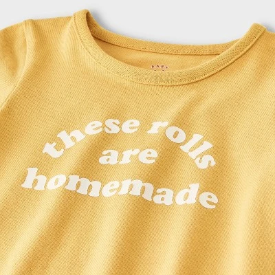 Baby These Rolls Are Homemade Short Sleeve Romper - Cat & Jack™ Yellow 4 Baby These Rolls Are Homemade Short Sleeve Romper - Cat & Jack™ Yellow - Image 2
