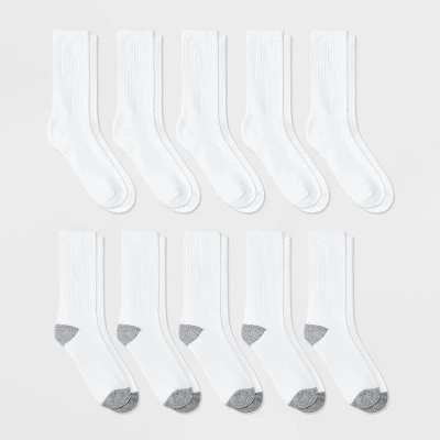 Boys' 10pk Athletic Crew Socks - Cat & Jack™ White 4 Boys' 10pk Athletic Crew Socks - Cat & Jack™ White - Image 2