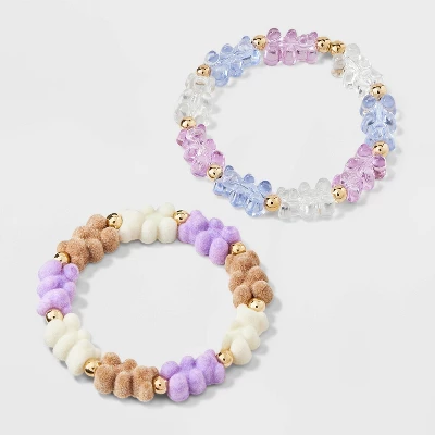 Girls' 2pk Stretch Bear Bracelet Set - Cat & Jack™ 5 Girls' 2pk Stretch Bear Bracelet Set - Cat & Jack™ - Image 3