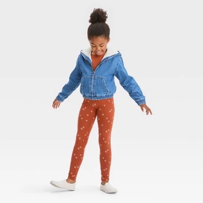 Girls' Hooded Zip-Up Faux Shearling Jean Jacket - Cat & Jack™ Medium Wash 4 Girls' Hooded Zip-Up Faux Shearling Jean Jacket - Cat & Jack™ Medium Wash - Image 2