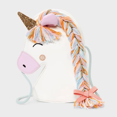 Girls' Unicorn Shaped With Braided Mane Crossbody Bag - Cat & Jack™️ White: Faux Leather, Structured Design 6 Girls' Unicorn Shaped With Braided Mane Crossbody Bag - Cat & Jack™️ White: Faux Leather, Structured Design - Image 4