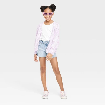 Girls' Embroidered Jean Shorts - Cat & Jack™ Light Wash 4 Girls' Embroidered Jean Shorts - Cat & Jack™ Light Wash - Image 2