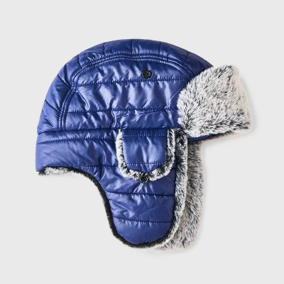 Boys' Faux Fur Trapper Hat - Cat & Jack™ Navy Blue 4 Boys' Faux Fur Trapper Hat - Cat & Jack™ Navy Blue - Image 2